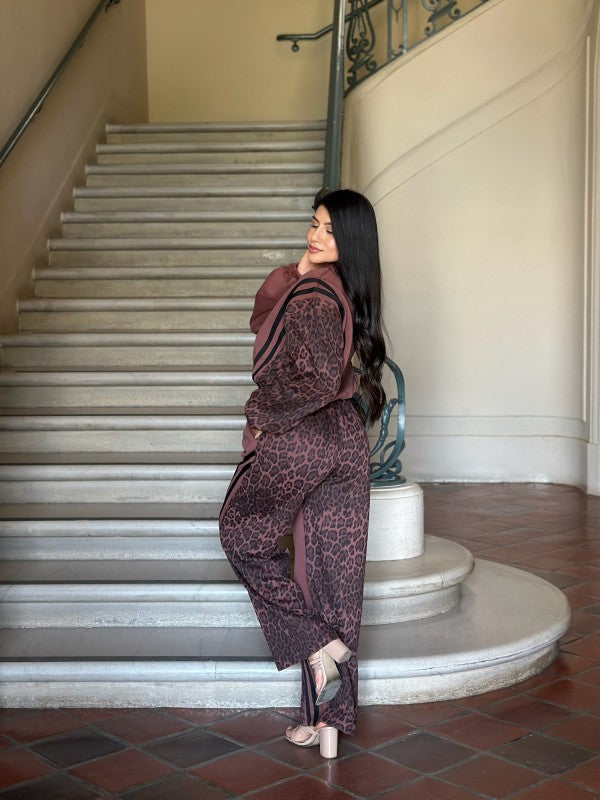 Leopard Print & Solid Stripes Contrast Loungewear-ACG Los Angeles-[option4]-[option5]-[option6]-[option7]-[option8]-Shop-Boutique-Clothing-for-Women-Online