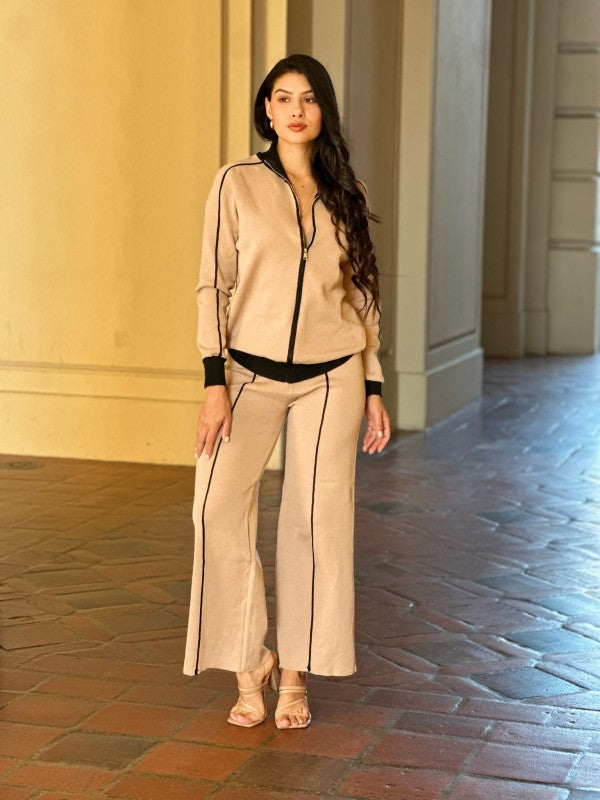 Knit High Waist Pants with Line Contrast Set-ACG Los Angeles-[option4]-[option5]-[option6]-[option7]-[option8]-Shop-Boutique-Clothing-for-Women-Online