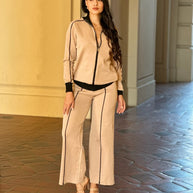 Knit High Waist Pants with Line Contrast Set-ACG Los Angeles-[option4]-[option5]-[option6]-[option7]-[option8]-Shop-Boutique-Clothing-for-Women-Online