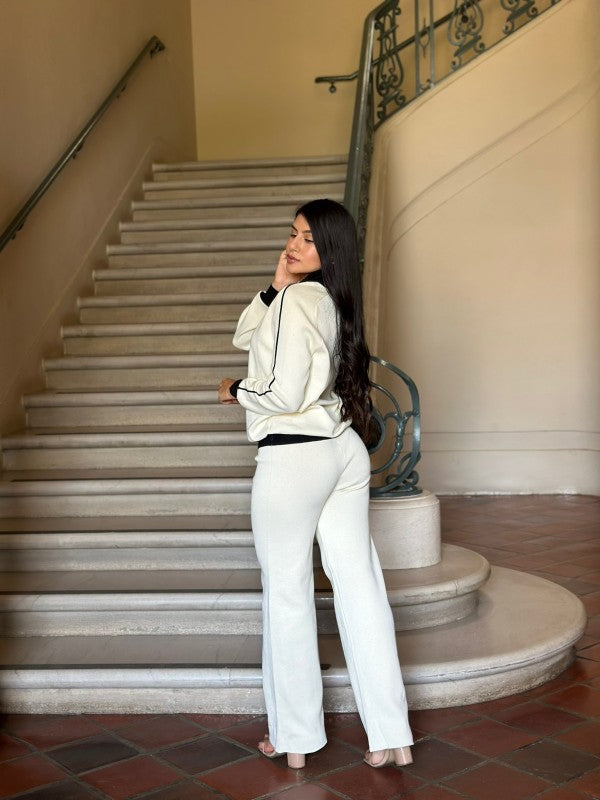 Knit High Waist Pants with Line Contrast Set-ACG Los Angeles-[option4]-[option5]-[option6]-[option7]-[option8]-Shop-Boutique-Clothing-for-Women-Online