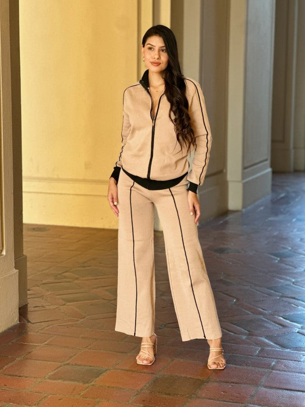 Knit High Waist Pants with Line Contrast Set-ACG Los Angeles-[option4]-[option5]-[option6]-[option7]-[option8]-Shop-Boutique-Clothing-for-Women-Online