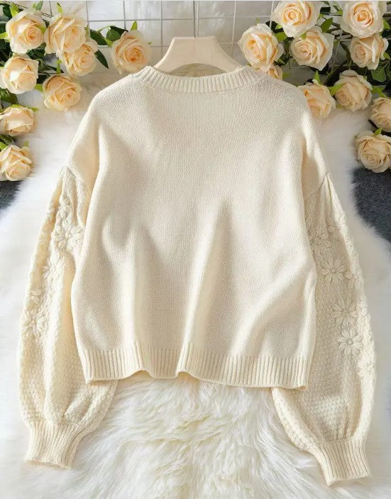 Embroidered 3D Daisy Knit Sweater-Miss Sparkling-[option4]-[option5]-[option6]-[option7]-[option8]-Shop-Boutique-Clothing-for-Women-Online