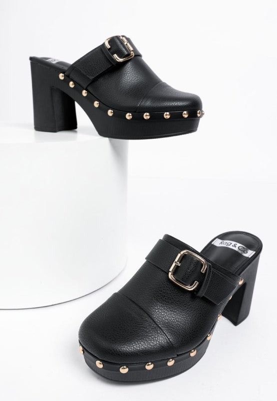 Septim Genuine Leather Studded Clog Heels-Rag Company-[option4]-[option5]-[option6]-[option7]-[option8]-Shop-Boutique-Clothing-for-Women-Online