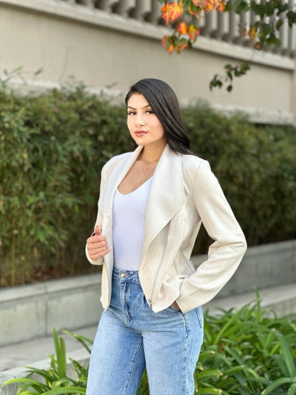 Suede Women's Biker Zip Up Jacket with Pockets-ACG Los Angeles-[option4]-[option5]-[option6]-[option7]-[option8]-Shop-Boutique-Clothing-for-Women-Online