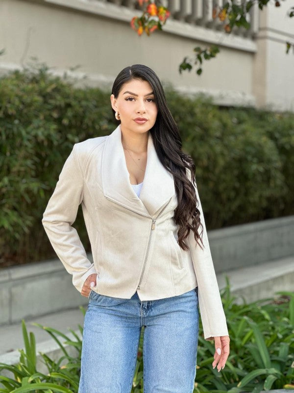 Suede Women's Biker Zip Up Jacket with Pockets-ACG Los Angeles-[option4]-[option5]-[option6]-[option7]-[option8]-Shop-Boutique-Clothing-for-Women-Online