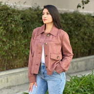 Suede Button Up Solid with Pockets Cropped Jacket-ACG Los Angeles-[option4]-[option5]-[option6]-[option7]-[option8]-Shop-Boutique-Clothing-for-Women-Online