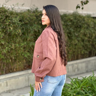 Suede Button Up Solid with Pockets Cropped Jacket-ACG Los Angeles-[option4]-[option5]-[option6]-[option7]-[option8]-Shop-Boutique-Clothing-for-Women-Online