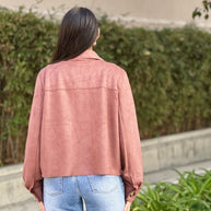 Suede Button Up Solid with Pockets Cropped Jacket-ACG Los Angeles-[option4]-[option5]-[option6]-[option7]-[option8]-Shop-Boutique-Clothing-for-Women-Online