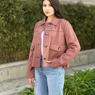 Suede Button Up Solid with Pockets Cropped Jacket-ACG Los Angeles-[option4]-[option5]-[option6]-[option7]-[option8]-Shop-Boutique-Clothing-for-Women-Online