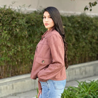 Suede Button Up Solid with Pockets Cropped Jacket-ACG Los Angeles-[option4]-[option5]-[option6]-[option7]-[option8]-Shop-Boutique-Clothing-for-Women-Online
