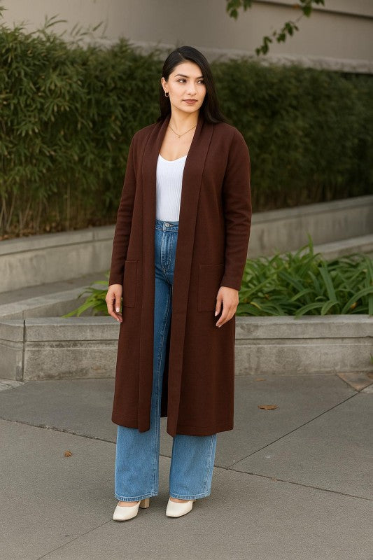 Clover Fine Knit Midi Cardi Cardigan with Pockets-ACG Los Angeles-[option4]-[option5]-[option6]-[option7]-[option8]-Shop-Boutique-Clothing-for-Women-Online