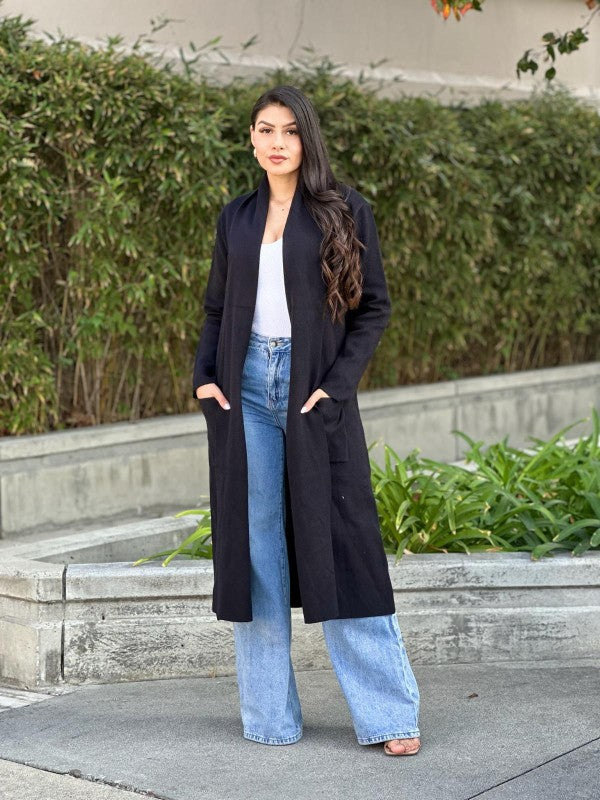 Clover Fine Knit Midi Cardi Cardigan with Pockets-ACG Los Angeles-[option4]-[option5]-[option6]-[option7]-[option8]-Shop-Boutique-Clothing-for-Women-Online
