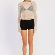 LONG SLEEVE SHEER CROPPED TOP-Emory Park-[option4]-[option5]-[option6]-[option7]-[option8]-Shop-Boutique-Clothing-for-Women-Online