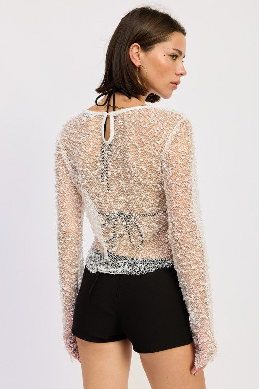 LONG SLEEVE SHEER CROPPED TOP-Emory Park-[option4]-[option5]-[option6]-[option7]-[option8]-Shop-Boutique-Clothing-for-Women-Online