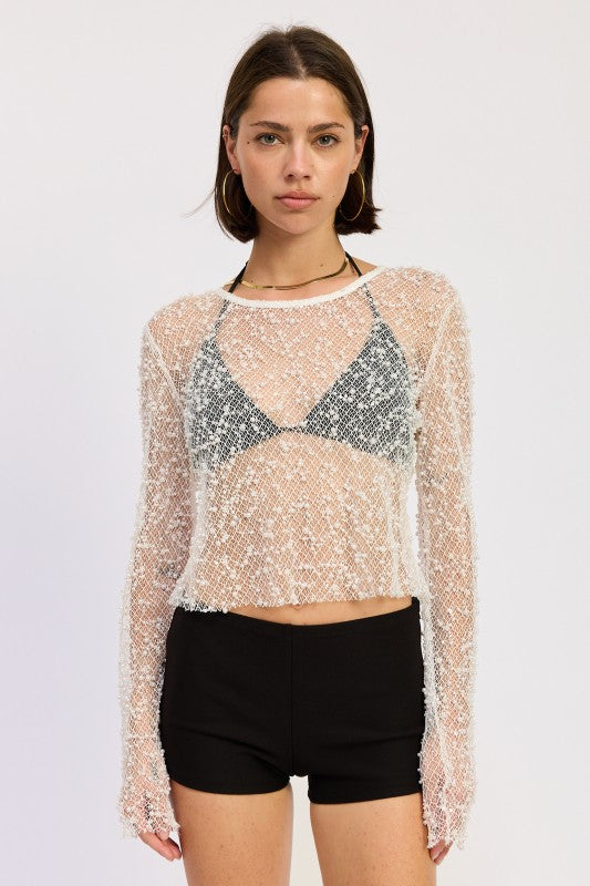 LONG SLEEVE SHEER CROPPED TOP-Emory Park-OFF WHITE-S-[option4]-[option5]-[option6]-[option7]-[option8]-Shop-Boutique-Clothing-for-Women-Online