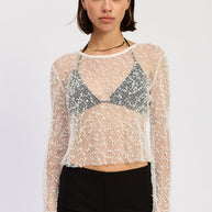 LONG SLEEVE SHEER CROPPED TOP-Emory Park-OFF WHITE-S-[option4]-[option5]-[option6]-[option7]-[option8]-Shop-Boutique-Clothing-for-Women-Online