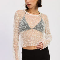 LONG SLEEVE SHEER CROPPED TOP-Emory Park-[option4]-[option5]-[option6]-[option7]-[option8]-Shop-Boutique-Clothing-for-Women-Online