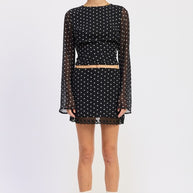 CROPPED POLKA DOT SHEER TOP WITH OPEN BACK TIE-Emory Park-[option4]-[option5]-[option6]-[option7]-[option8]-Shop-Boutique-Clothing-for-Women-Online