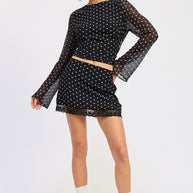 CROPPED POLKA DOT SHEER TOP WITH OPEN BACK TIE-Emory Park-[option4]-[option5]-[option6]-[option7]-[option8]-Shop-Boutique-Clothing-for-Women-Online