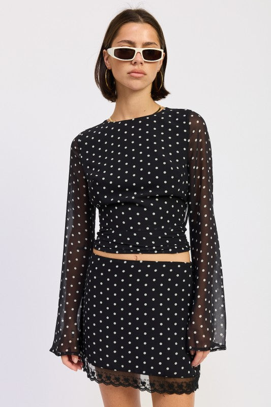 CROPPED POLKA DOT SHEER TOP WITH OPEN BACK TIE-Emory Park-BLACK POLKA DOT-S-[option4]-[option5]-[option6]-[option7]-[option8]-Shop-Boutique-Clothing-for-Women-Online