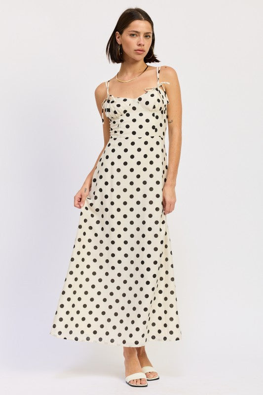 MAXI POLKA DOT STRAP BUSTIER DRESS SINGLE UNIT-Emory Park-IVORY POLKA DOT-S-[option4]-[option5]-[option6]-[option7]-[option8]-Shop-Boutique-Clothing-for-Women-Online