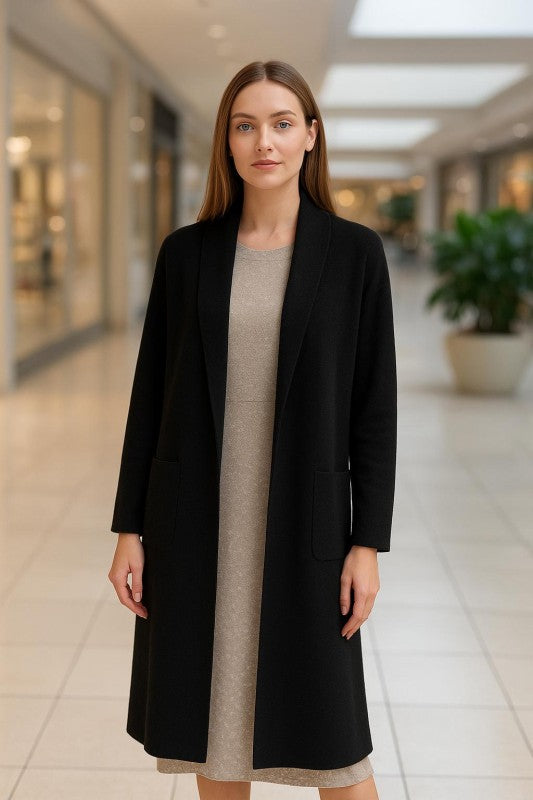 Collard Neck Drop Shoulder Pocket Cardigan-ACG Los Angeles-[option4]-[option5]-[option6]-[option7]-[option8]-Shop-Boutique-Clothing-for-Women-Online