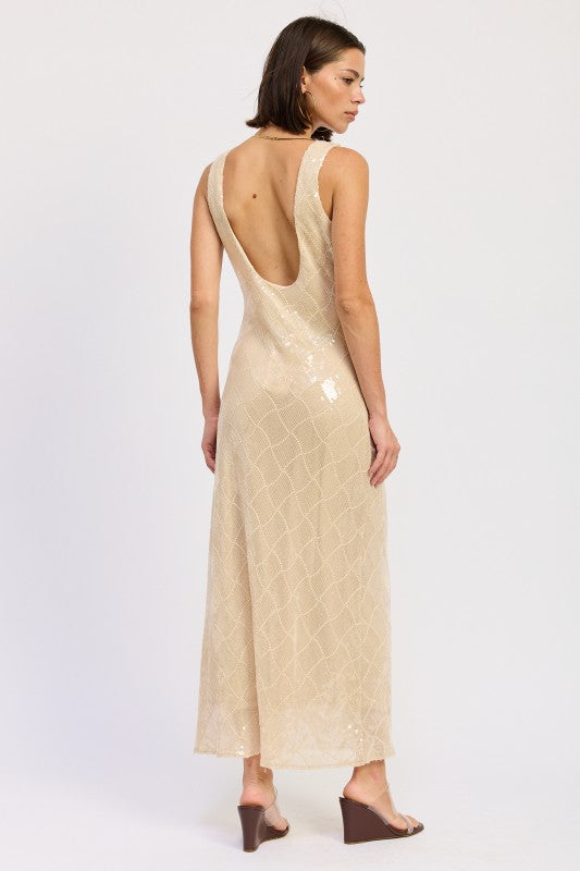 EMBELLISHED MIDI SEQUIN DRESS WITH OPEN SCOOP BACK-Emory Park-[option4]-[option5]-[option6]-[option7]-[option8]-Shop-Boutique-Clothing-for-Women-Online