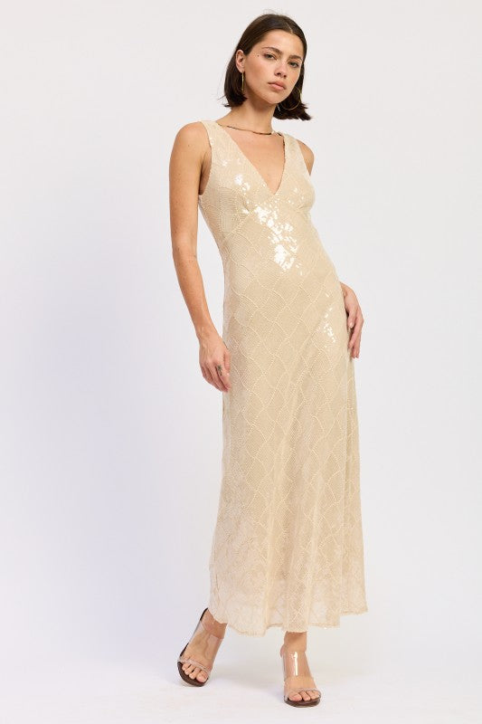 EMBELLISHED MIDI SEQUIN DRESS WITH OPEN SCOOP BACK-Emory Park-[option4]-[option5]-[option6]-[option7]-[option8]-Shop-Boutique-Clothing-for-Women-Online