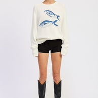 LONG SLEEVE KNITTED GRAPIC SARDINE SWEATER-Emory Park-[option4]-[option5]-[option6]-[option7]-[option8]-Shop-Boutique-Clothing-for-Women-Online