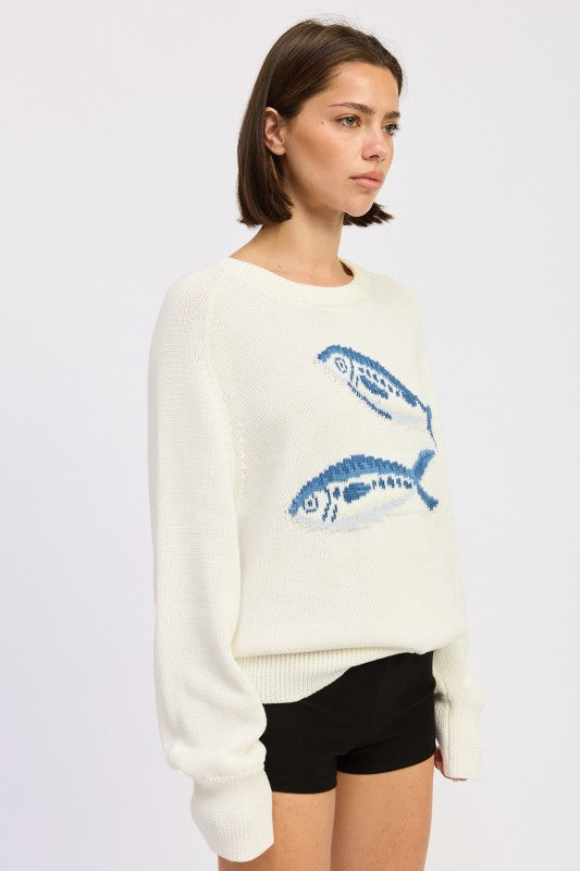 LONG SLEEVE KNITTED GRAPIC SARDINE SWEATER-Emory Park-[option4]-[option5]-[option6]-[option7]-[option8]-Shop-Boutique-Clothing-for-Women-Online