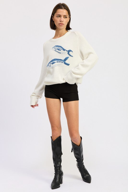 LONG SLEEVE KNITTED GRAPIC SARDINE SWEATER-Emory Park-[option4]-[option5]-[option6]-[option7]-[option8]-Shop-Boutique-Clothing-for-Women-Online