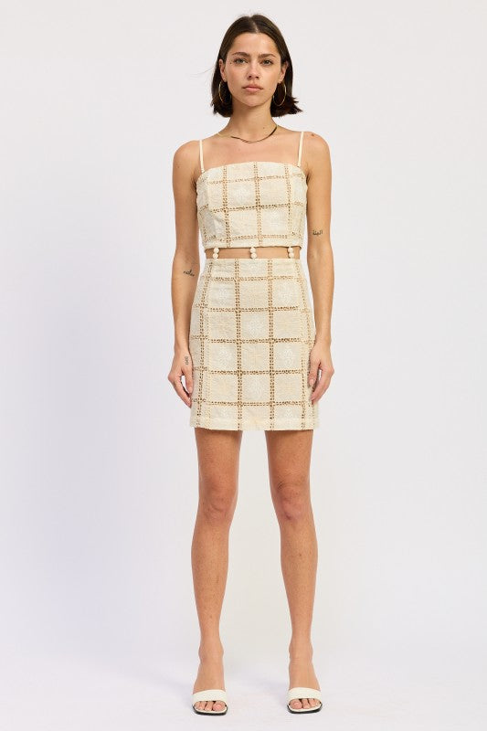 SQAURE NECK MINI CROCHET LACE BEADED DRESS-Emory Park-[option4]-[option5]-[option6]-[option7]-[option8]-Shop-Boutique-Clothing-for-Women-Online