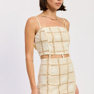 SQAURE NECK MINI CROCHET LACE BEADED DRESS-Emory Park-[option4]-[option5]-[option6]-[option7]-[option8]-Shop-Boutique-Clothing-for-Women-Online