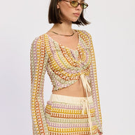 LONG SLEEVE FRONT TIE CROCHET TOP-Emory Park-[option4]-[option5]-[option6]-[option7]-[option8]-Shop-Boutique-Clothing-for-Women-Online