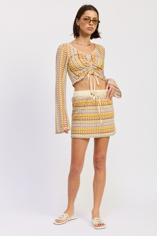 LONG SLEEVE FRONT TIE CROCHET TOP-Emory Park-[option4]-[option5]-[option6]-[option7]-[option8]-Shop-Boutique-Clothing-for-Women-Online