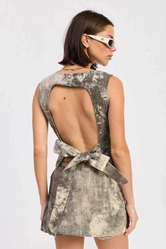 DENIM TANK TOP OPEN BACK TIE-Emory Park-[option4]-[option5]-[option6]-[option7]-[option8]-Shop-Boutique-Clothing-for-Women-Online