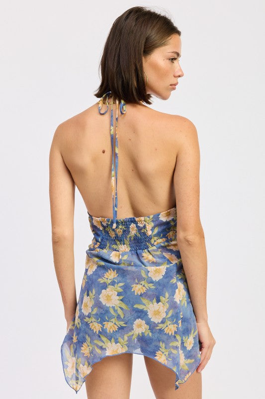 FRONT TIE HALTER FLORAL BUTTERFLY TOP-Emory Park-[option4]-[option5]-[option6]-[option7]-[option8]-Shop-Boutique-Clothing-for-Women-Online