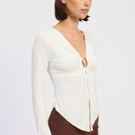 LONG SLEEVE FRONT RING RUCHED TOP-Emory Park-[option4]-[option5]-[option6]-[option7]-[option8]-Shop-Boutique-Clothing-for-Women-Online