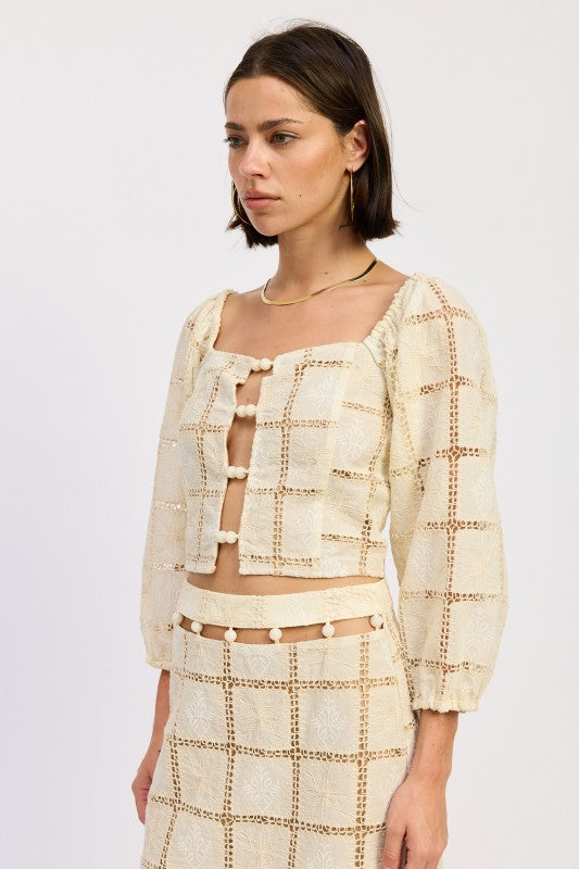 EMBROIDERED CROPPED TOP WITH BEAD FRONT-Emory Park-[option4]-[option5]-[option6]-[option7]-[option8]-Shop-Boutique-Clothing-for-Women-Online