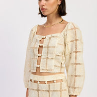 EMBROIDERED CROPPED TOP WITH BEAD FRONT-Emory Park-[option4]-[option5]-[option6]-[option7]-[option8]-Shop-Boutique-Clothing-for-Women-Online