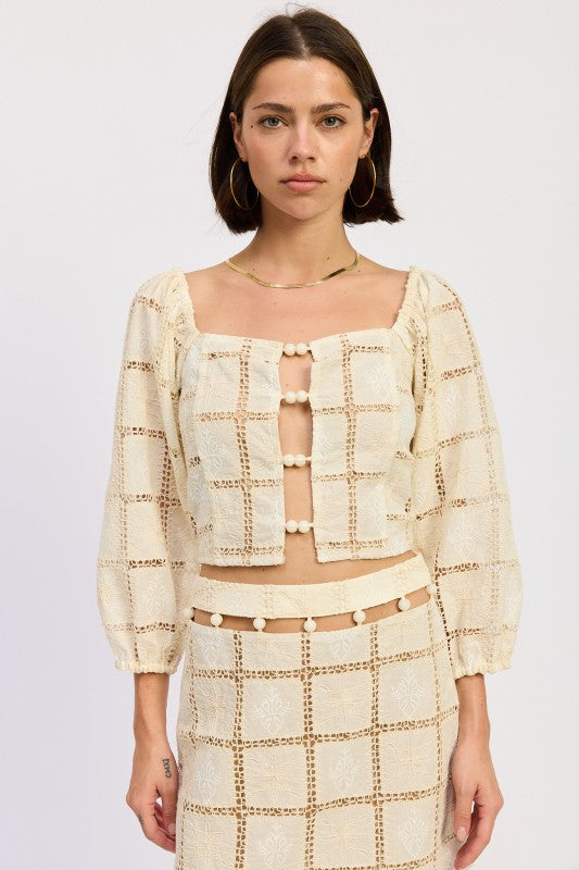 EMBROIDERED CROPPED TOP WITH BEAD FRONT-Emory Park-NATURAL-S-[option4]-[option5]-[option6]-[option7]-[option8]-Shop-Boutique-Clothing-for-Women-Online