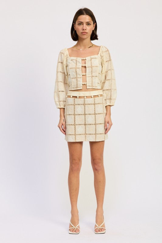 EMBROIDERED CROPPED TOP WITH BEAD FRONT-Emory Park-[option4]-[option5]-[option6]-[option7]-[option8]-Shop-Boutique-Clothing-for-Women-Online