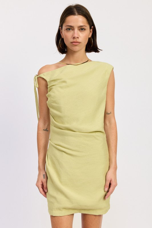 ASYMMETRICAL MINI SIDE TIE DRESS-Emory Park-LIME-S-[option4]-[option5]-[option6]-[option7]-[option8]-Shop-Boutique-Clothing-for-Women-Online