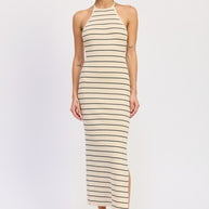 OPEN BACK MIDI HALTER STRIPED DRESS-Emory Park-IVORY BLACK STRIPE-S-[option4]-[option5]-[option6]-[option7]-[option8]-Shop-Boutique-Clothing-for-Women-Online
