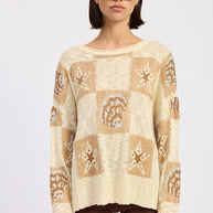 LOOSE FIT GRAPHIC LONG SLEEVE SWEATER-Emory Park-CREAM TAUPE-S-[option4]-[option5]-[option6]-[option7]-[option8]-Shop-Boutique-Clothing-for-Women-Online
