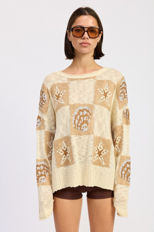 LOOSE FIT GRAPHIC LONG SLEEVE SWEATER-Emory Park-CREAM TAUPE-S-[option4]-[option5]-[option6]-[option7]-[option8]-Shop-Boutique-Clothing-for-Women-Online