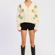 V NECK BUTTON FRONT APPLIQUE CARDIGAN-Emory Park-[option4]-[option5]-[option6]-[option7]-[option8]-Shop-Boutique-Clothing-for-Women-Online