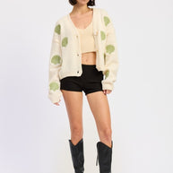 V NECK BUTTON FRONT APPLIQUE CARDIGAN-Emory Park-[option4]-[option5]-[option6]-[option7]-[option8]-Shop-Boutique-Clothing-for-Women-Online