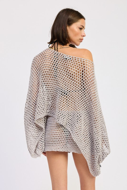OVERSIZED SHELL TRIM CROCHET PONCHO-Emory Park-[option4]-[option5]-[option6]-[option7]-[option8]-Shop-Boutique-Clothing-for-Women-Online