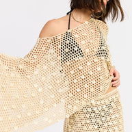 OVERSIZED SHELL TRIM CROCHET PONCHO-Emory Park-[option4]-[option5]-[option6]-[option7]-[option8]-Shop-Boutique-Clothing-for-Women-Online